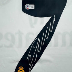 Framed Autographed/Signed Cristiano Ronaldo 35x39 Real Madrid White Soccer Jersey Beckett BAS COA
