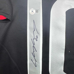 Framed Autographed/Signed Wayne Rooney 35x39 Manchester United Black 2008 Champions League Final Soccer Jersey Beckett BAS COA