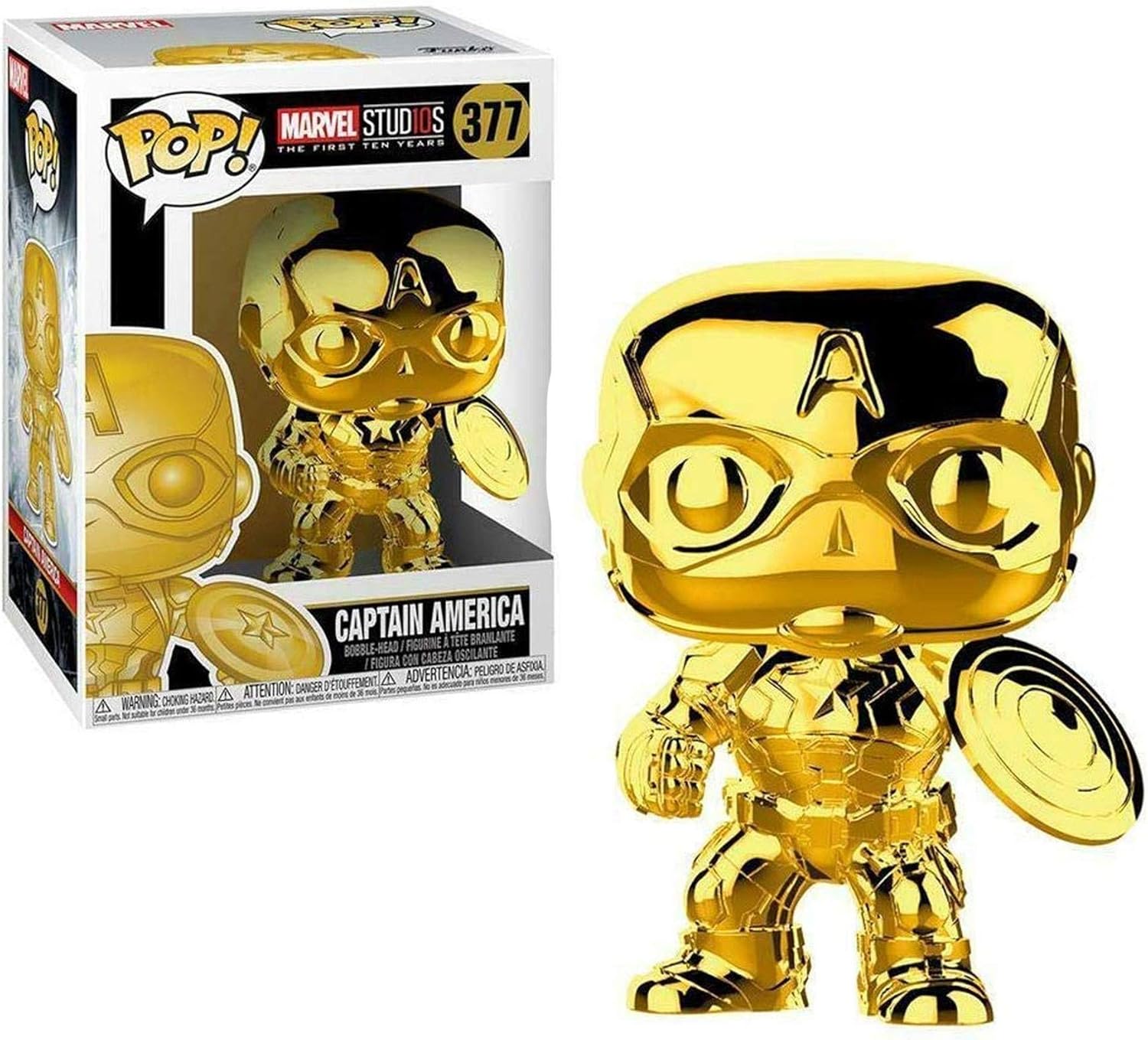 Funko Pop Marvel: Marvel Studios 10 - Captain America (Gold Chrome) (ONLINE ORDER ONLY)