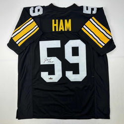 Facsimile Autographed Jack Ham Pittsburgh Black Reprint Laser Auto Football Jersey Size Men's XL (ONLINE ORDER ONLY)