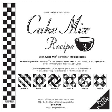 Cake Mix Recipe 3 Quilt Papers by Moda Fabrics (ONLINE ORDER ONLY)
