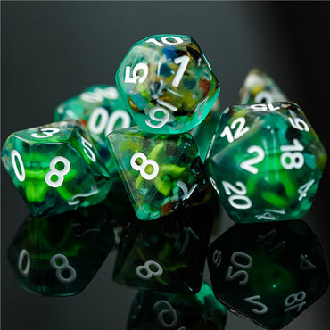 Sea Green Starfish Dice 7-Dice Set Resin Dungeons and Dragons Dice (Online Only)