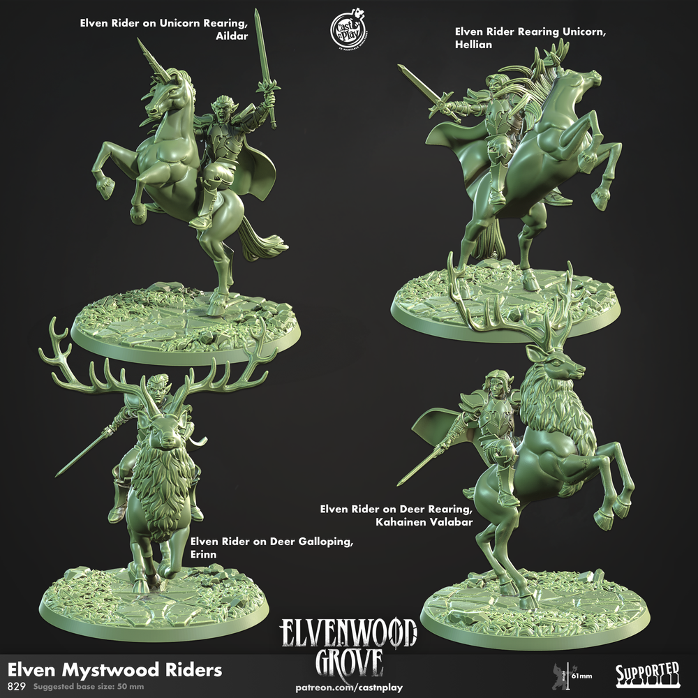 3D Printed Cast n Play Elven Mystwood Riders Elvenwood Grove Set 28mm 32mm D&D (Online Only)