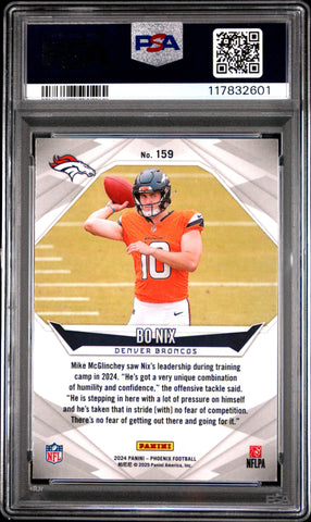 Graded 2024 Panini Phoenix Bo Nix #159 Rookie RC Football Card PSA 10 Gem Mint (ONLINE ORDER ONLY)