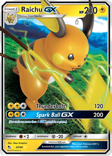 Raichu GX (20/68) [Sun & Moon: Hidden Fates] (Online Only)