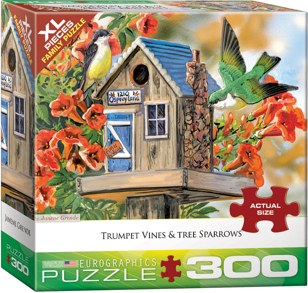 Puzzle: Family Oversize Puzzles - Trumpet Vines & Tree Sparrows by Janene Grende (ONLINE ORDER ONLY)