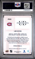 Graded 2024 Upper Deck Lane Hutson #P44 UD Portraits Speckle Rookie RC Hockey Card PSA 10 Gem Mint (ONLINE ORDER ONLY)
