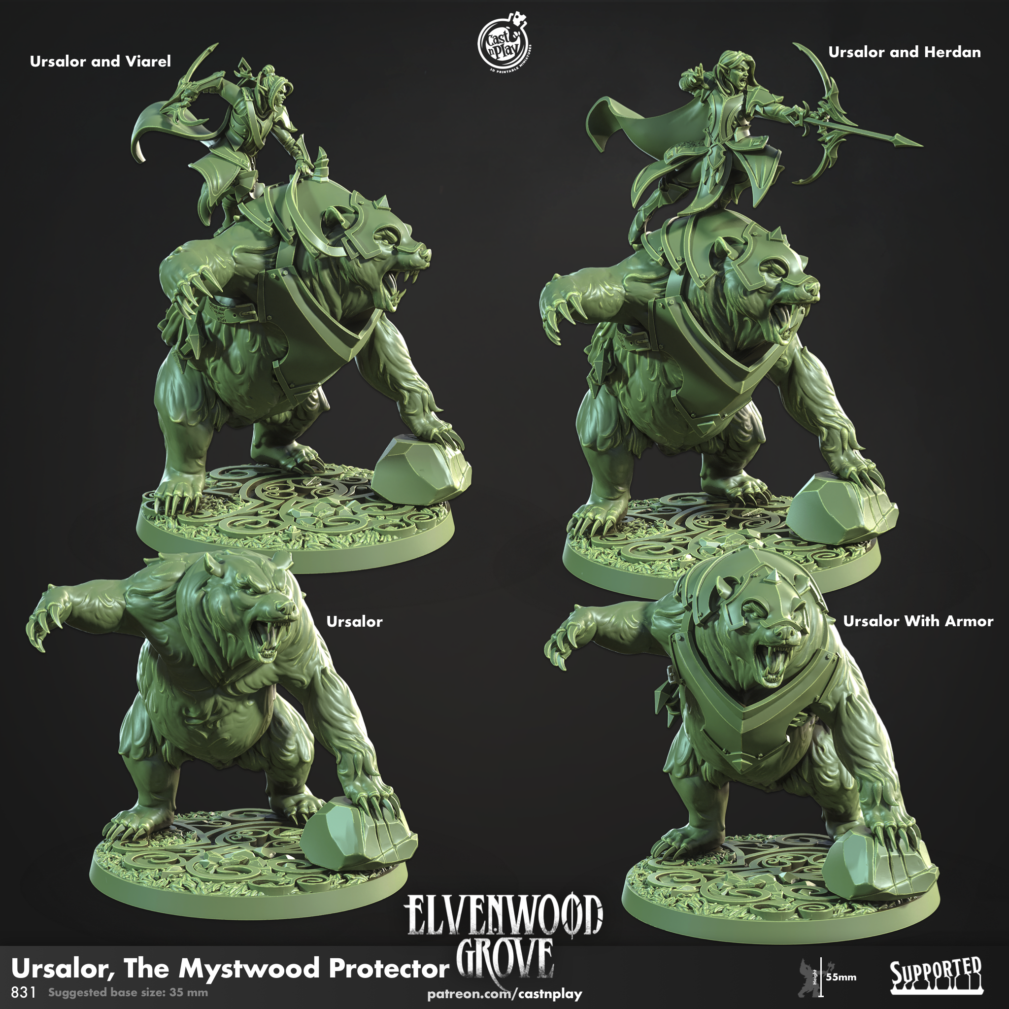 3D Printed Cast n Play Ursalor The Mystwood Protector Elvenwood Grove Set 28mm 32mm D&D (Online Only)