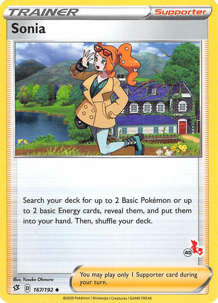 Sonia (167/192) (Cinderace Stamp #45) [Battle Academy 2022] (Online Only)