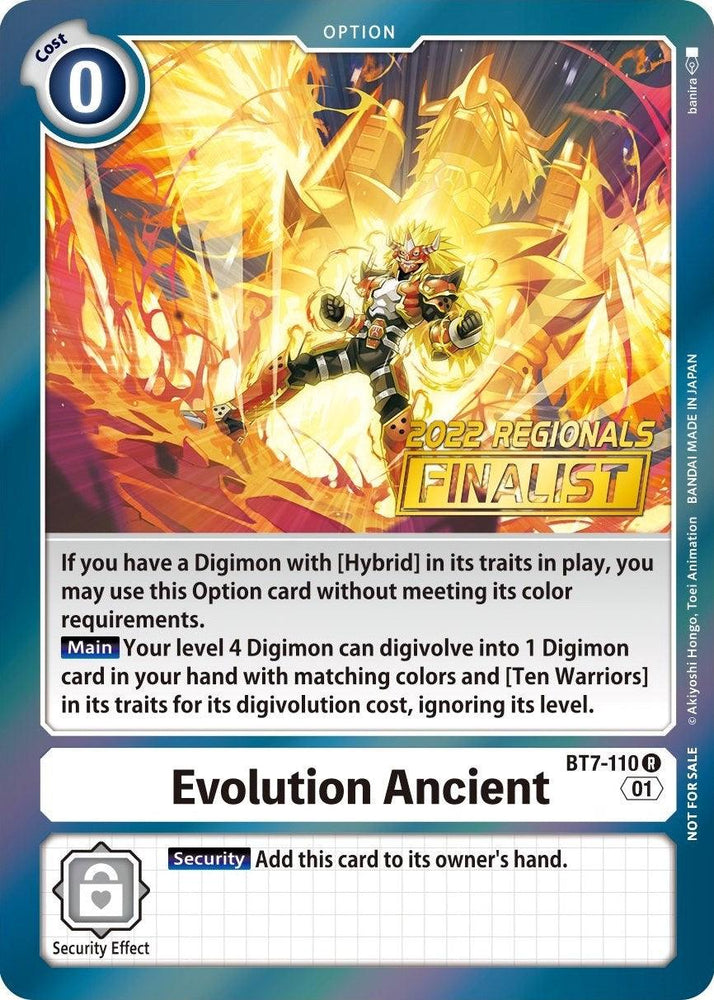 Evolution Ancient [BT7-110] (2022 Championship Offline Regional) (Online Finalist) [Next Adventure Promos] (ONLINE ORDER ONLY)