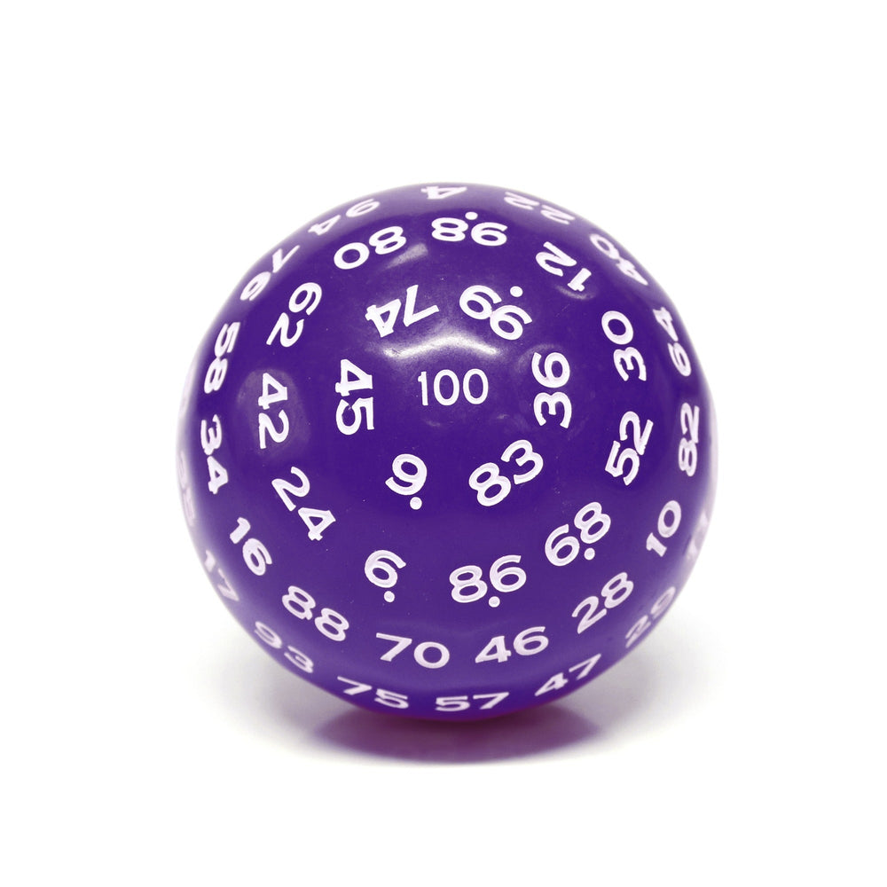 "Purple" Single 100 Sided Polyhedral Dice (D100) | Purple Color (45mm) White (Online Only)