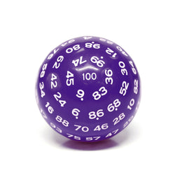 "Purple" Single 100 Sided Polyhedral Dice (D100) | Purple Color (45mm) White (Online Only)