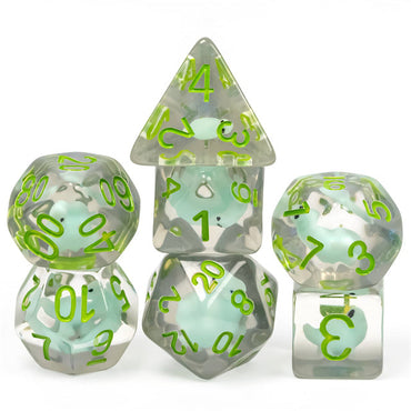 Dinosaur on Glitter 7-Dice Set w/Green Numbers Dnd Dice Set (Online Only)