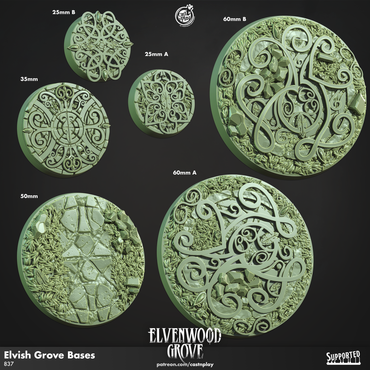 3D Printed Cast n Play Elvish Grove Bases Elvenwood Grove Set 28mm 32mm D&D (Online Only)
