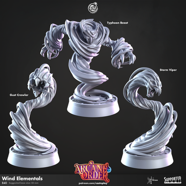 3D Printed Cast n Play Wind Elementals 28mm 32mm D&D (Online Only)