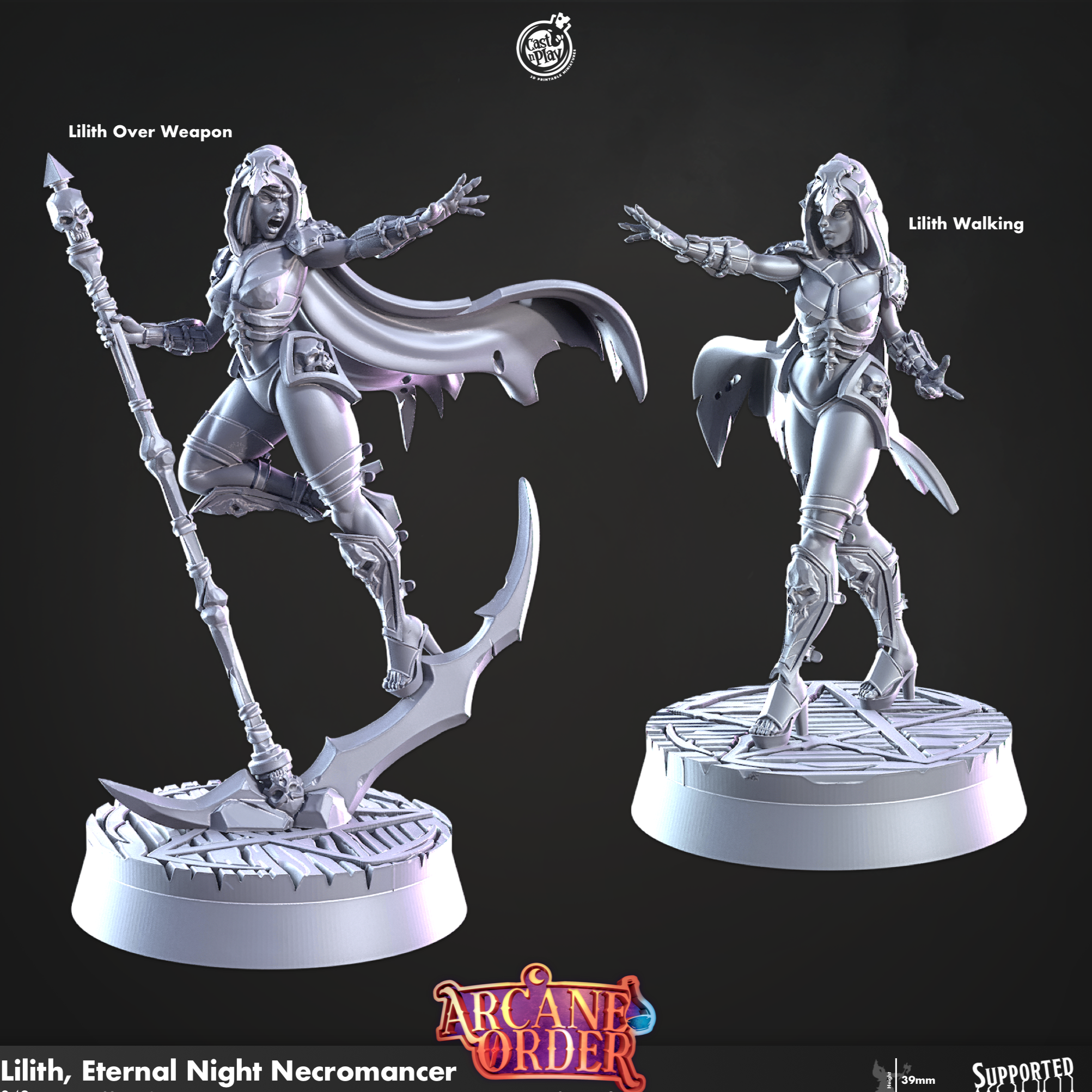 3D Printed Cast n Play Lilith Eternal Night Necromancer 28mm 32mm D&D (Online Only)