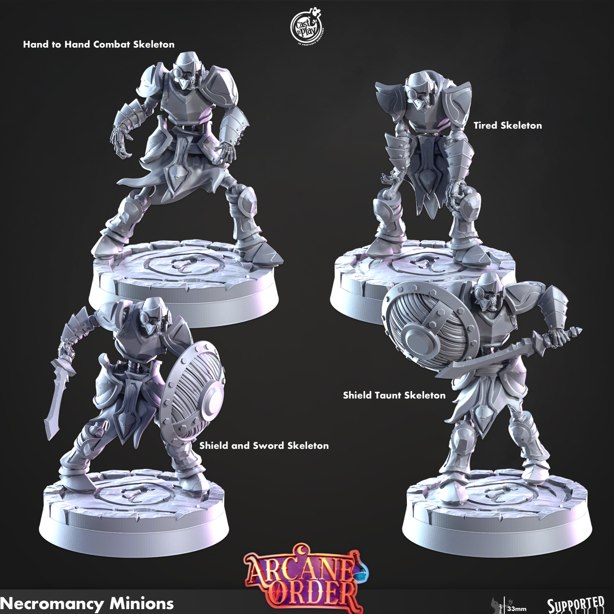 3D Printed Cast n Play Necromancy Minions 28mm 32mm D&D (Online Only)