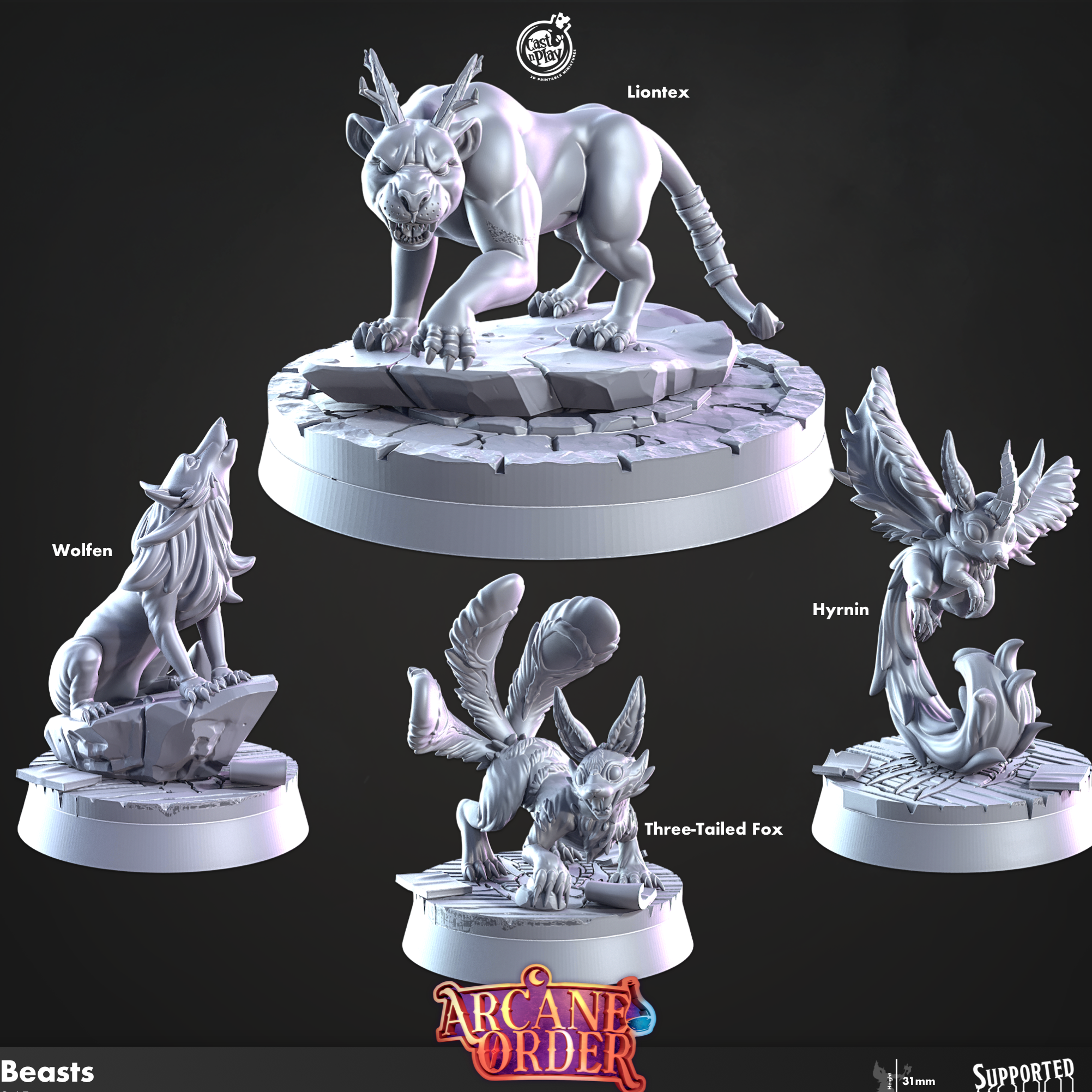3D Printed Cast n Play Beasts Set 28mm 32mm D&D (Online Only)