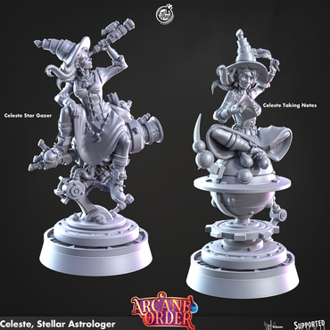 3D Printed Cast n Play Celeste Stellar Astrologer 28mm 32mm D&D (Online Only)
