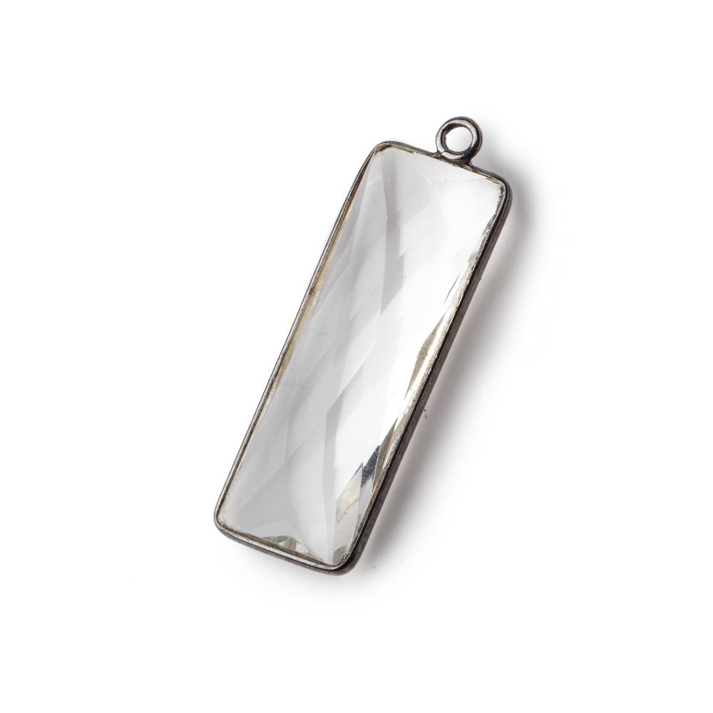 34x11mm Black Gold Bezeled Crystal Quartz Faceted Bar Pendant 1 piece (ONLINE ORDER ONLY)