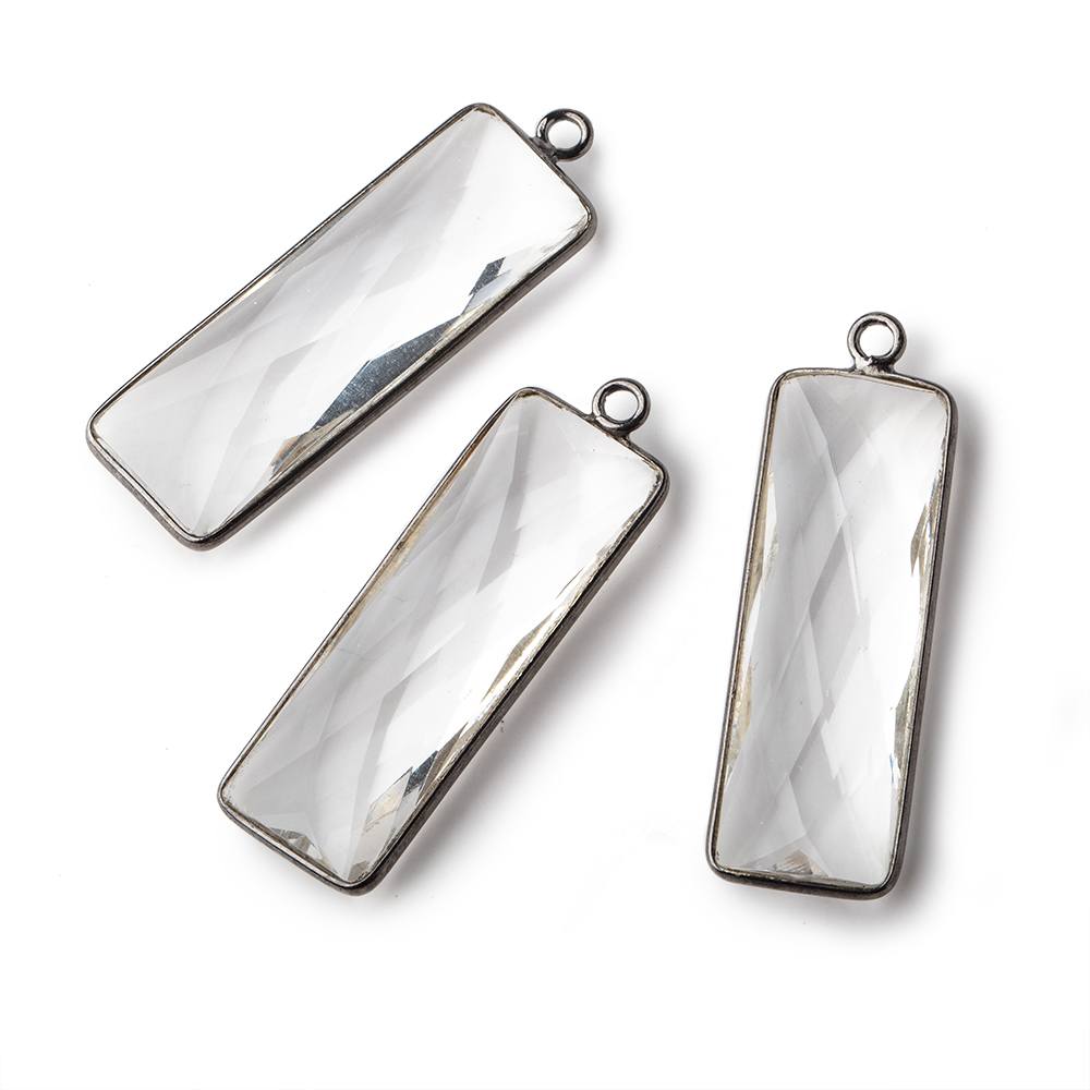 34x11mm Black Gold Bezeled Crystal Quartz Faceted Bar Pendant 1 piece (ONLINE ORDER ONLY)