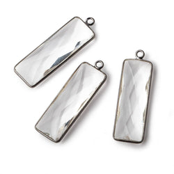 34x11mm Black Gold Bezeled Crystal Quartz Faceted Bar Pendant 1 piece (ONLINE ORDER ONLY)