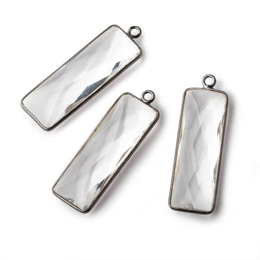 34x11mm Black Gold Bezeled Crystal Quartz Faceted Bar Pendant 1 piece (ONLINE ORDER ONLY)