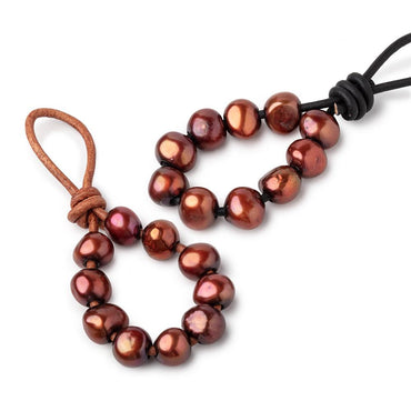8.5-10.5mm Saffron Brown Large Hole Baroque Pearls Set of 11 (ONLINE ORDER ONLY)