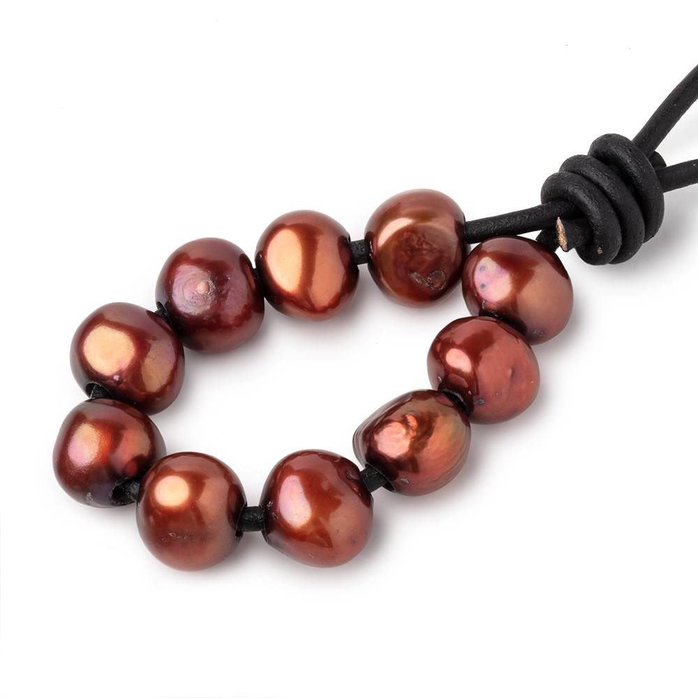 8.5-10.5mm Saffron Brown Large Hole Baroque Pearls Set of 11 (ONLINE ORDER ONLY)