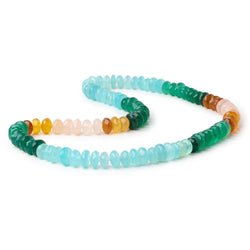 8.5-10mm Multi Color Chalcedony Faceted Rondelle 19 inch 94 Beads (ONLINE ORDER ONLY)