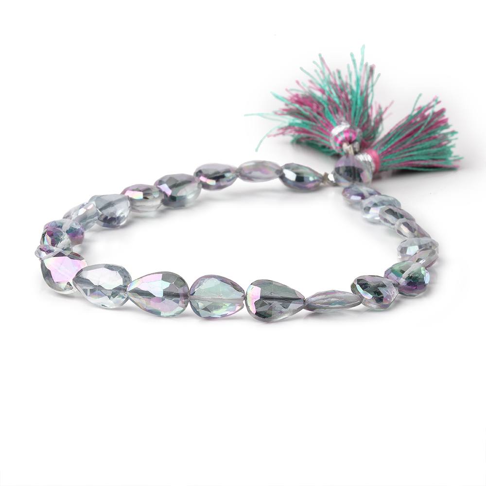 8.5-10mm Mystic White Topaz Straight Drill Faceted Pears 9 inch 25 Beads (ONLINE ORDER ONLY)