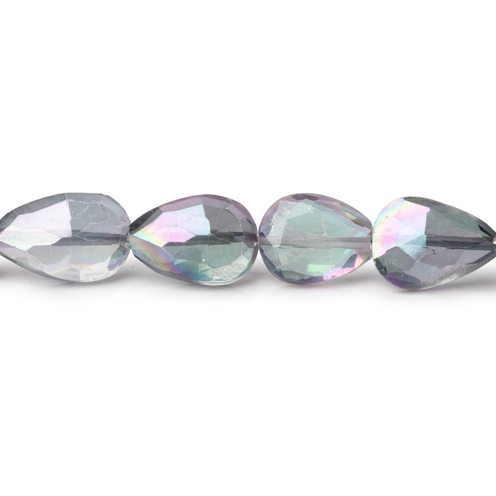 8.5-10mm Mystic White Topaz Straight Drill Faceted Pears 9 inch 25 Beads (ONLINE ORDER ONLY)