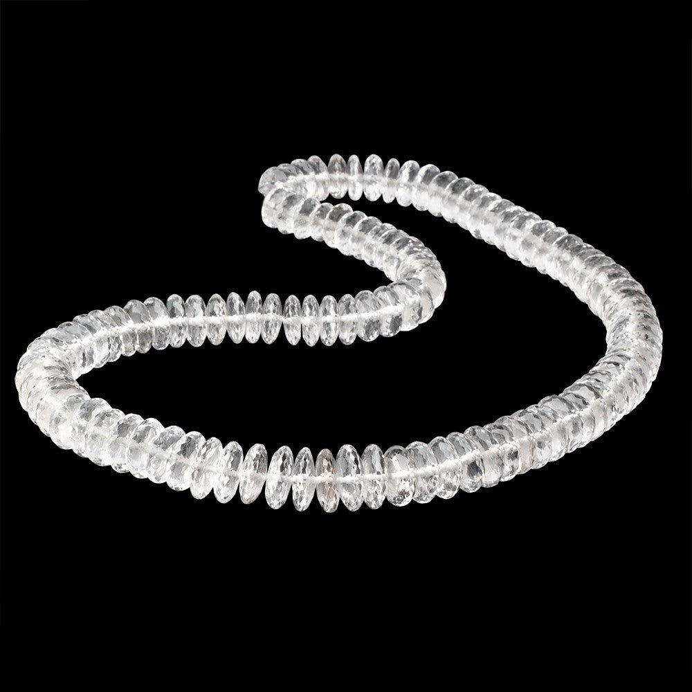 8.5-12.5mm Crystal Quartz German Faceted Rondelles 18 inch 106 Beads AAA (ONLINE ORDER ONLY)