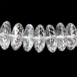 8.5-12.5mm Crystal Quartz German Faceted Rondelles 18 inch 106 Beads AAA (ONLINE ORDER ONLY)