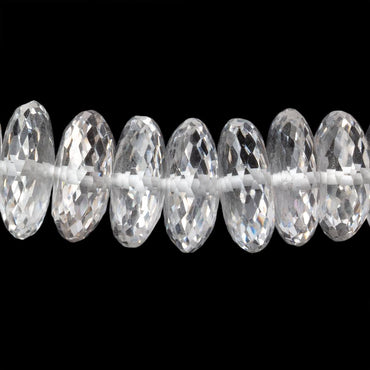 8.5-12.5mm Crystal Quartz German Faceted Rondelles 18 inch 106 Beads AAA (ONLINE ORDER ONLY)