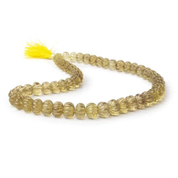 8.5-12.5mm Lemon Quartz Hand Carved Melon Rondelles 17 inch 55 Beads AA (ONLINE ORDER ONLY)