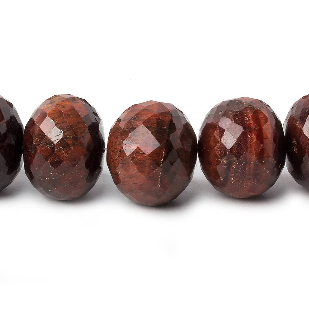10-14mm Red Tiger's Eye faceted rondelle beads 15 inch AA (ONLINE ORDER ONLY)