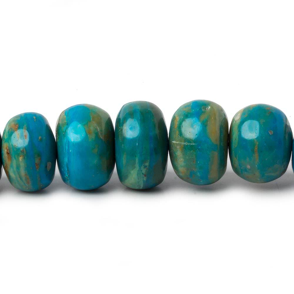 8.5-15.5mm Peruvian Blue Opal plain rondelle beads 20 inch 74 pieces AA (ONLINE ORDER ONLY)