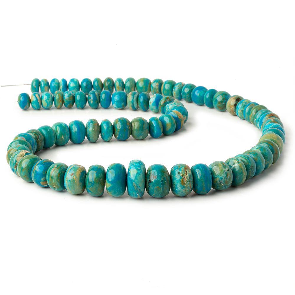 8.5-15.5mm Peruvian Blue Opal plain rondelle beads 20 inch 74 pieces AA (ONLINE ORDER ONLY)