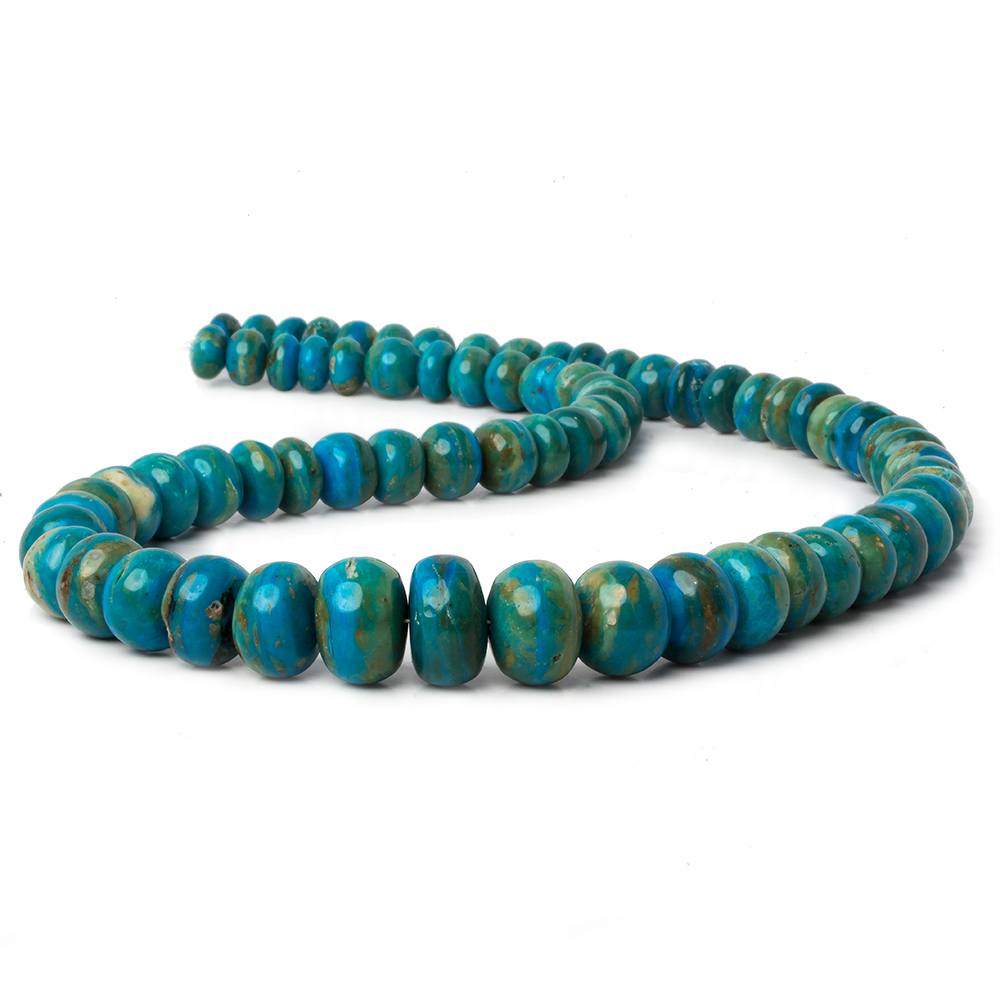 8.5-15.5mm Peruvian Blue Opal plain rondelle beads 20 inch 74 pieces AA (ONLINE ORDER ONLY)