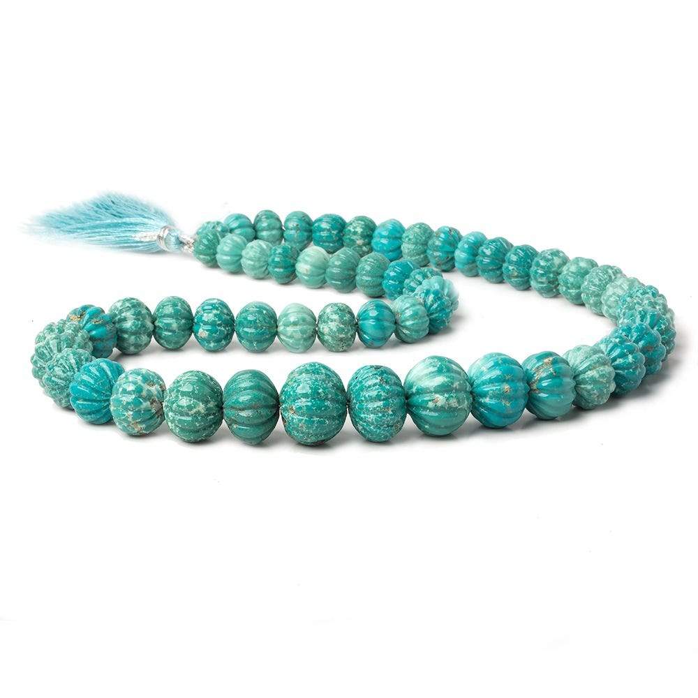 8.5-15mm Turquoise carved melon rondelle beads 18 inch 53 pieces (ONLINE ORDER ONLY)