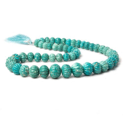 8.5-15mm Turquoise carved melon rondelle beads 18 inch 53 pieces (ONLINE ORDER ONLY)