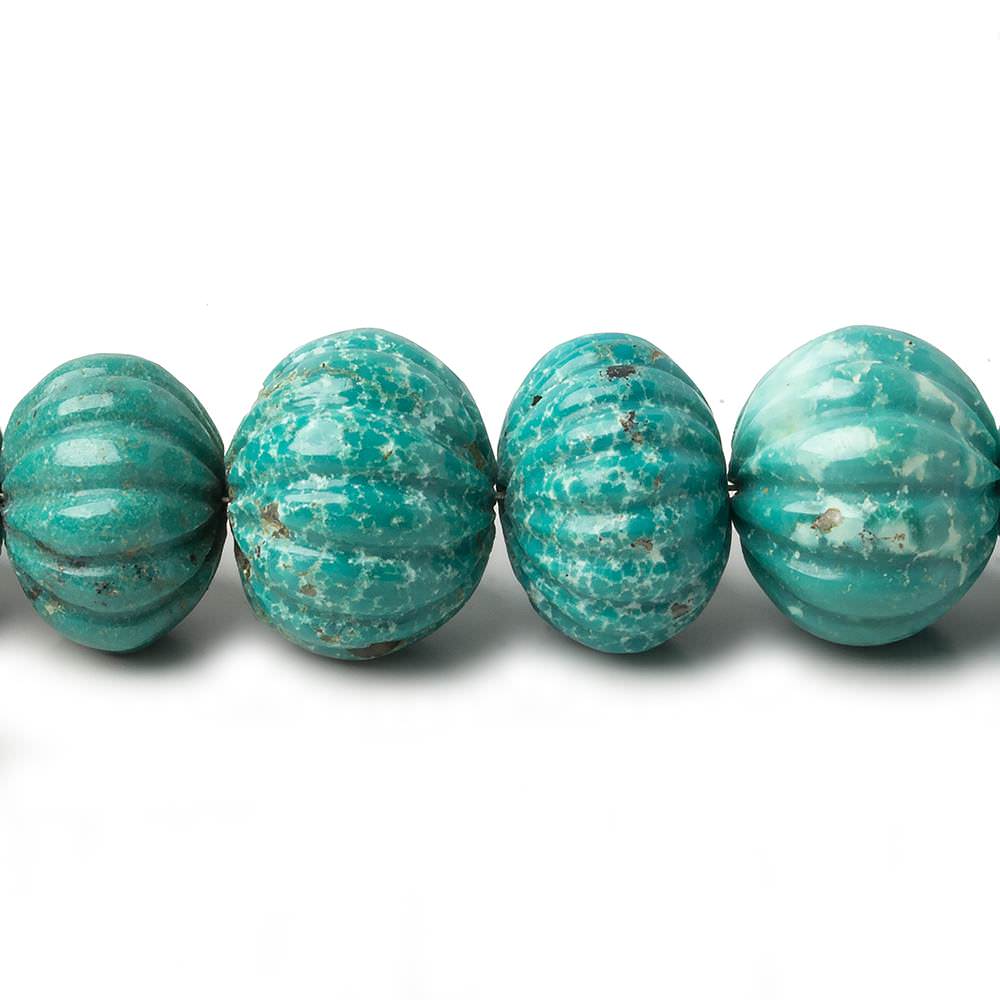 8.5-15mm Turquoise carved melon rondelle beads 18 inch 53 pieces (ONLINE ORDER ONLY)