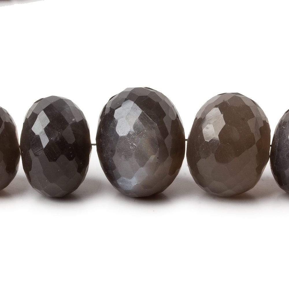 9-16mm Platinum Grey Moonstone faceted rondelles 15 inch 52 beads AA (ONLINE ORDER ONLY)