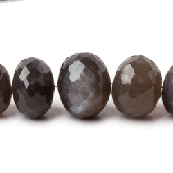 9-16mm Platinum Grey Moonstone faceted rondelles 15 inch 52 beads AA (ONLINE ORDER ONLY)