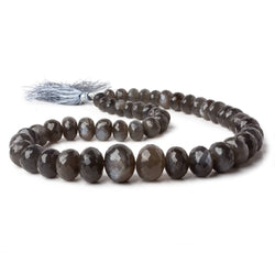 9-16mm Platinum Grey Moonstone faceted rondelles 15 inch 52 beads AA (ONLINE ORDER ONLY)