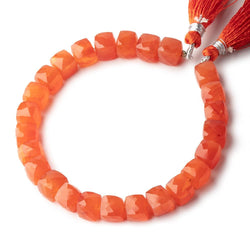 8-8.5mm Carnelian faceted cube beads 8 inch 25 pieces (ONLINE ORDER ONLY)
