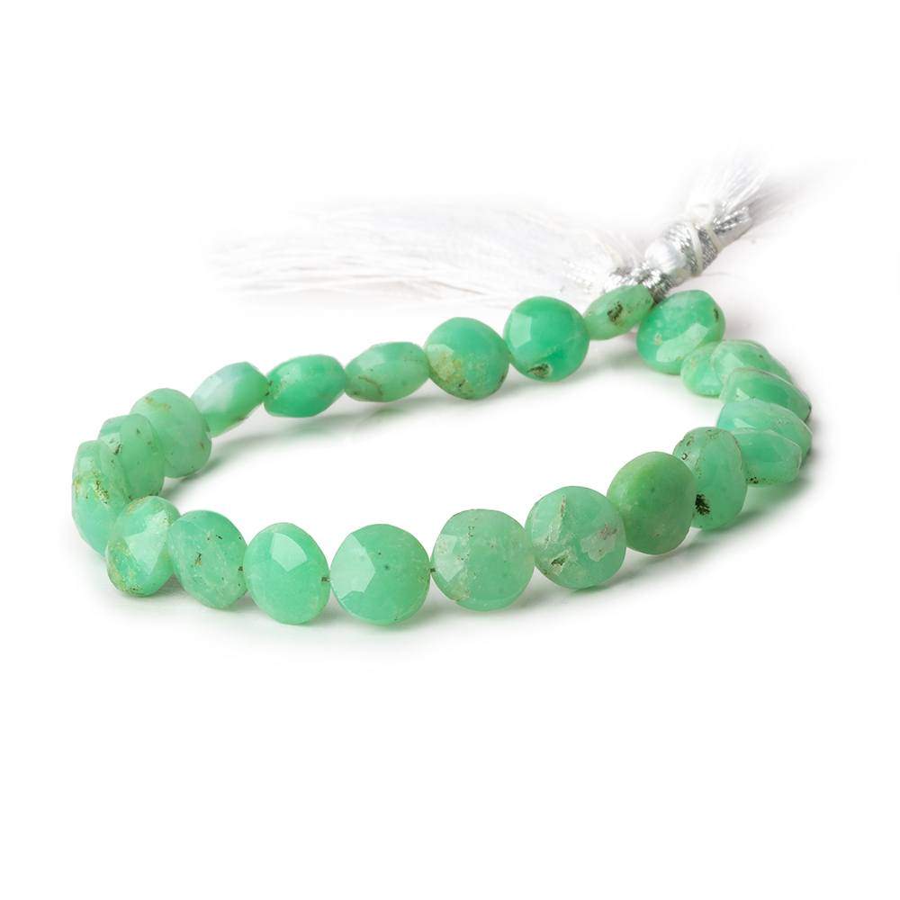 8.5-9.5mm Chrysoprase Faceted Coins 8 inch 23 beads (ONLINE ORDER ONLY)