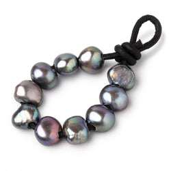 8.5-9.5mm Dark Aqua Silver Large Hole Baroque Pearls Set of 10 (ONLINE ORDER ONLY)