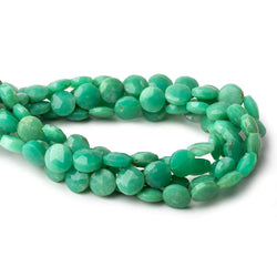 8.5-9.5mm Dark Chrysoprase Faceted Coins 8 inch 23 beads (ONLINE ORDER ONLY)